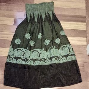 Gorgeous Lapis summer dress chocolate brown and green one size fits all